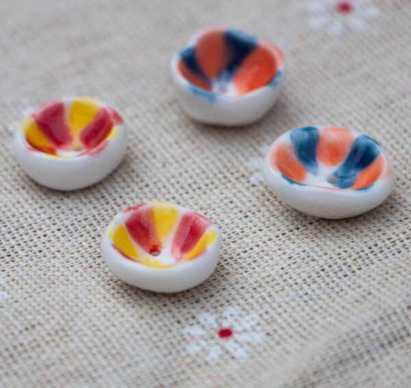 15mm Handmade Bowl-Shaped 2-Hole Ceramic Buttons for DIY Bracelets Necklace 10pcs - Image 3