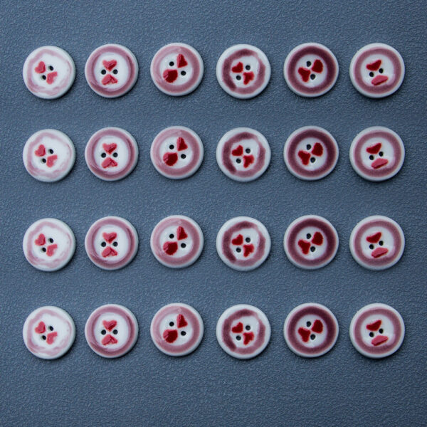 20mm Red Heart Pattern Round 2 Hole Ceramic Buttons 10PCS - Image 4