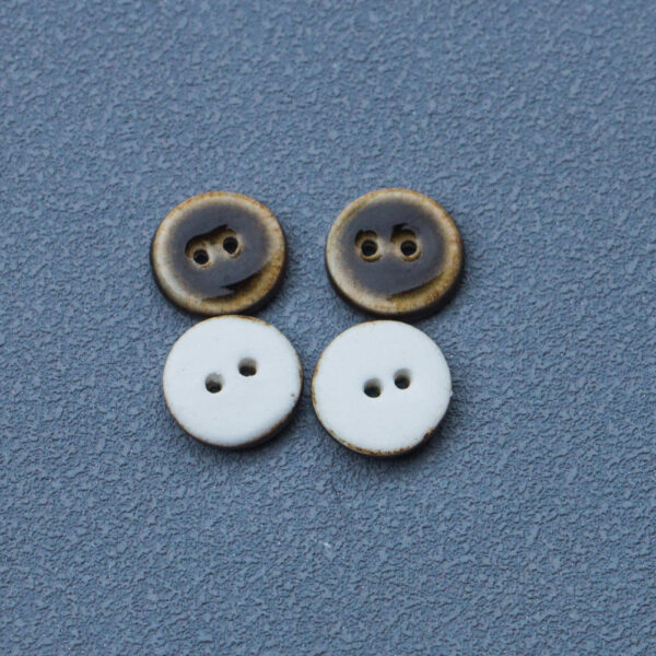 14mm Round 2Hole Black and Brown Handmade Glazed Ceramic Buttons 10pcs - Image 3