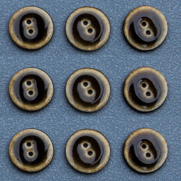 16mm Round 2-Hole Handmade Dark Brown Glazed Ceramic Buttons 6pcs - Image 5