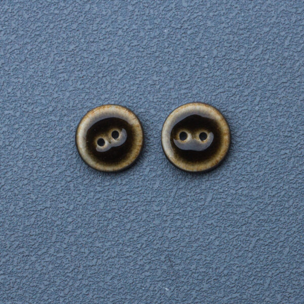 14mm Round 2Hole Black and Brown Handmade Glazed Ceramic Buttons 10pcs - Image 2