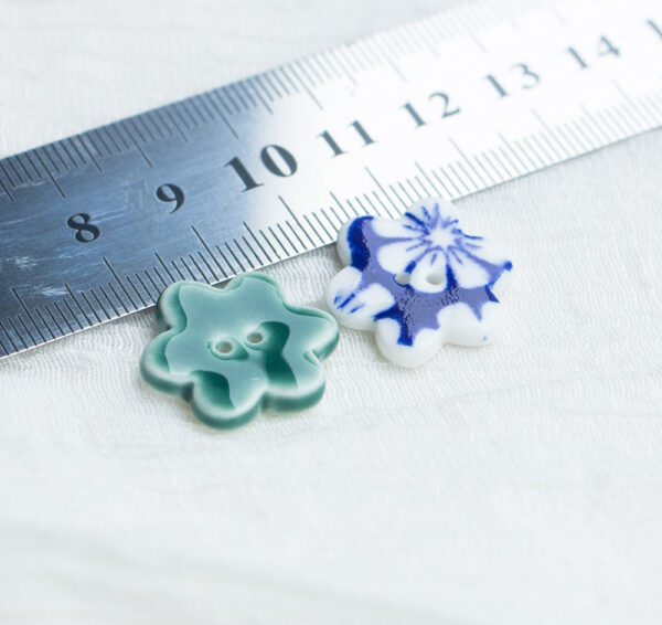 18mm Yellow Green Blue Small Flower Ceramic Buttons for DIY Brooch Accessories 10pcs - Image 3