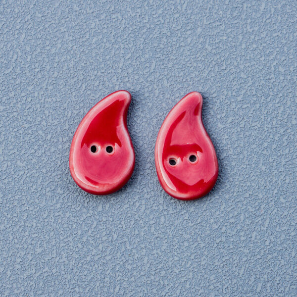 Red Yellow Green Quotation Mark Shaped Handmade DIY Ceramic Buttons 10pcs - Image 4