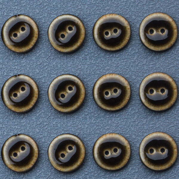 14mm Round 2Hole Black and Brown Handmade Glazed Ceramic Buttons 10pcs - Image 4