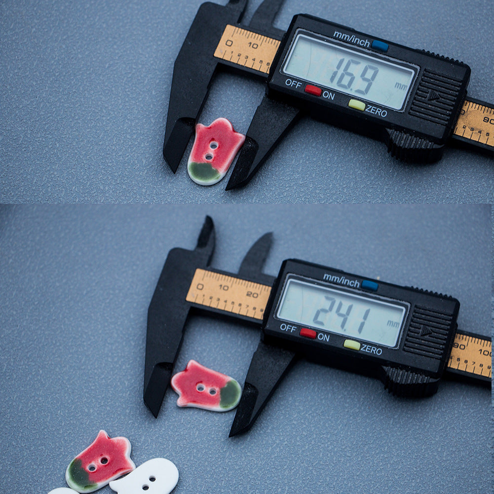 24mm Red Tulip 2 Hole Handmade DIY Ceramic Buttons 5pcs - Image 5