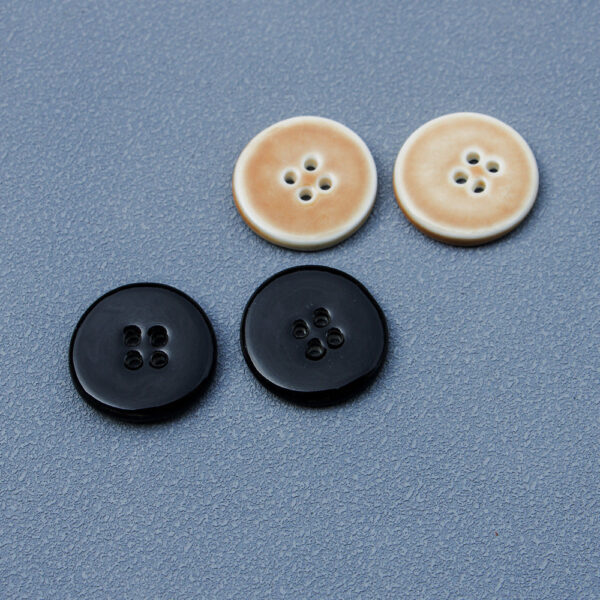 28mm Black and Khaki Round 4-Hole Handmade Ceramic Buttons 6pcs - Image 3