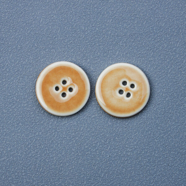 28mm Black and Khaki Round 4-Hole Handmade Ceramic Buttons 6pcs - Image 6