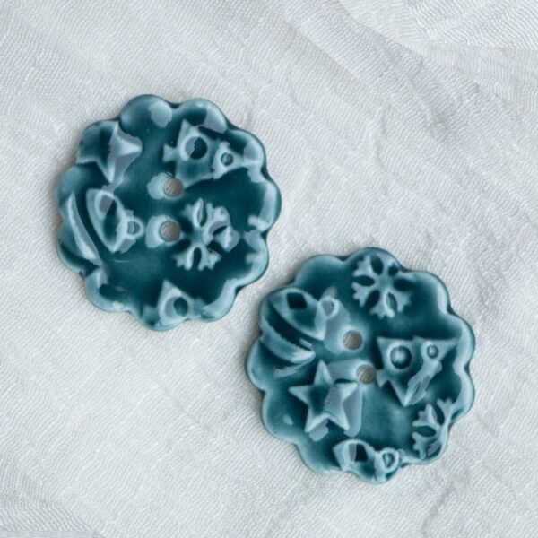 30mm 2-Hole Handmade DIY Ceramic Buttons Blue and White Flower Pattern 10pcs - Image 6