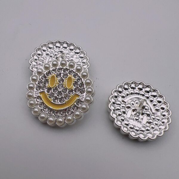 25mm Pearl Bordered Smile Metal Shank Buttons 50pcs - Image 2