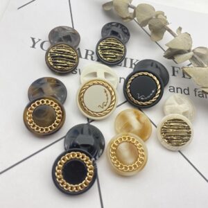 25mm Gold-Tone Chain Mesh Resin Buttons Hidden Shank 48 Pack