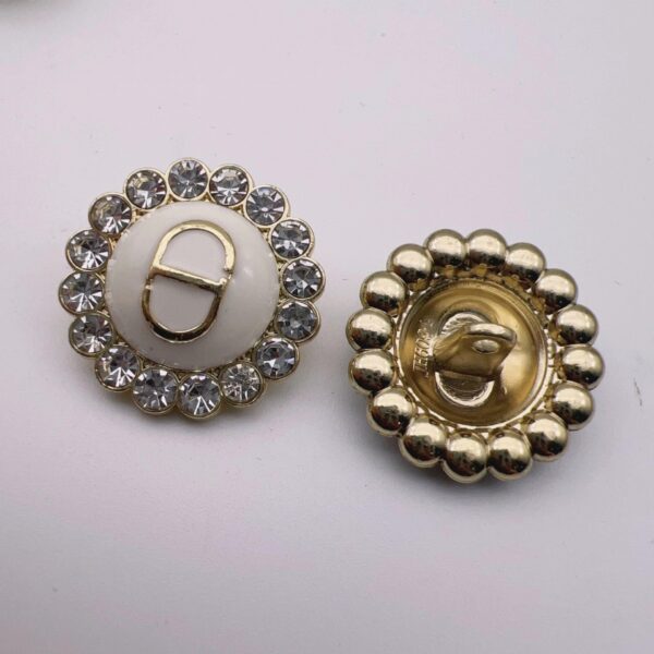 17.5/23mm Diamond-Encrusted Lace Metal Shank Buttons 50pcs - Image 2