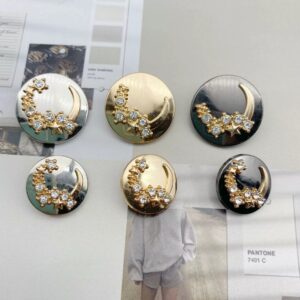 Round Moon Diamond Metal Buttons for Sweaters 48 Pack