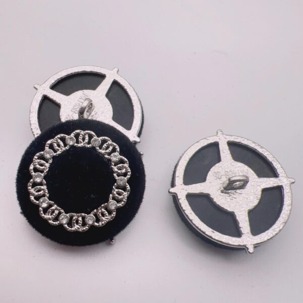 25mm Round Crystal Bead Velvet Metal Buttons 50 Pack - Image 2