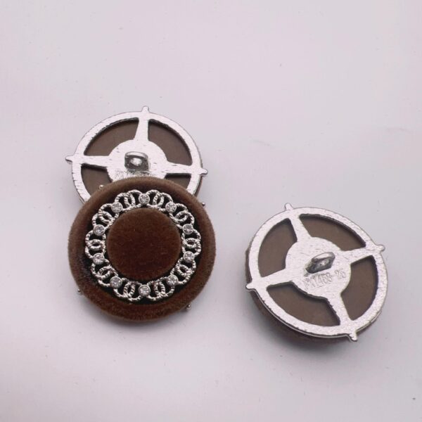 25mm Round Crystal Bead Velvet Metal Buttons 50 Pack - Image 5