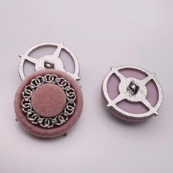 25mm Round Crystal Bead Velvet Metal Buttons 50 Pack - Image 3