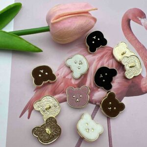 21.5mm Cute Bear Metal Shank Buttons 48 Pack(4 Colors)