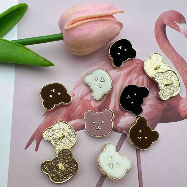 21.5mm Cute Bear Metal Shank Buttons 48 Pack(4 Colors)