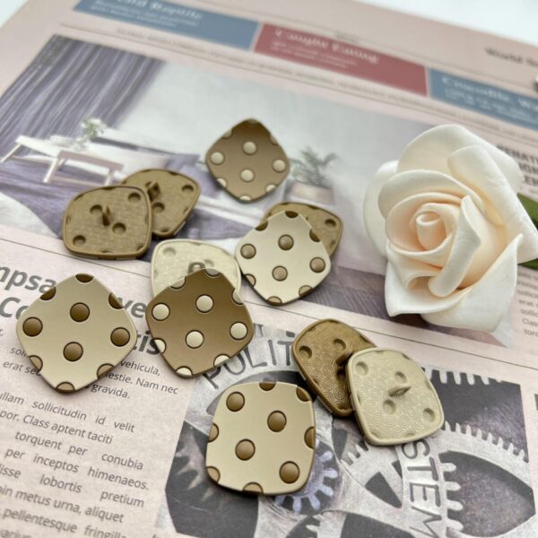 25mm DIY Colored Spots Square Curved Metal Shank Buttons 12pcs - Image 2