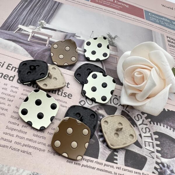 25mm DIY Colored Spots Square Curved Metal Shank Buttons 12pcs - Image 3