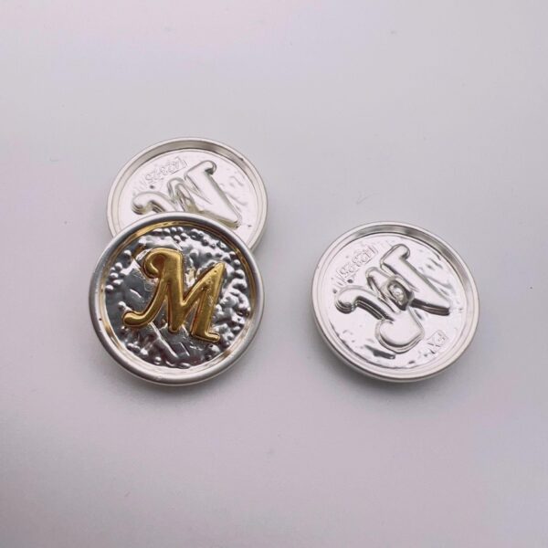 25mm Letter M Round Metal Decorative Buttons 48 Pack - Image 5