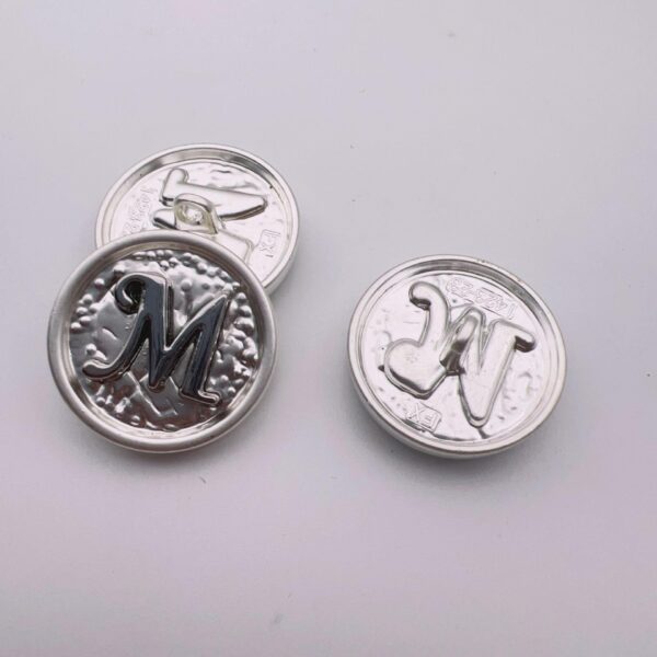 25mm Letter M Round Metal Decorative Buttons 48 Pack - Image 4