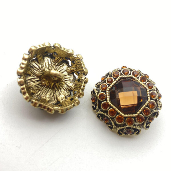 25mm Solid Color Bead-Studded Bronze Alloy Coat Buttons 50 Pack - Image 2