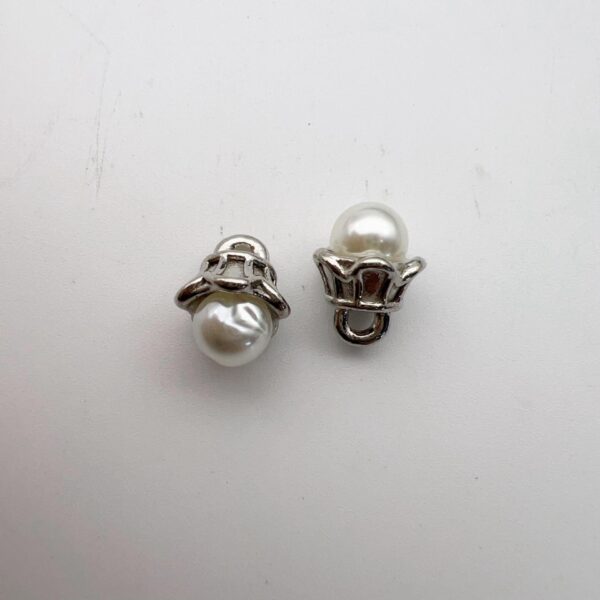 Vintage Flower Hollowed Pearl Metal Shank Buttons 50 Pack - Image 2