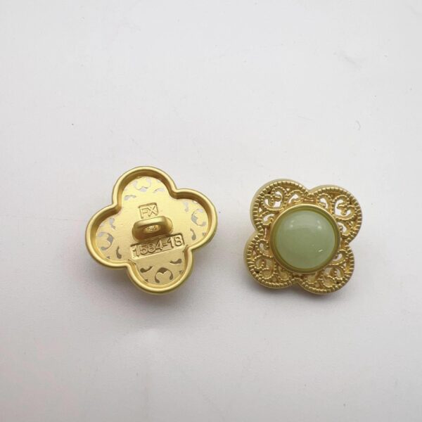17.5mm Chinese Hollow Flower Gold Alloy Shank Buttons 50 Pac - Image 4