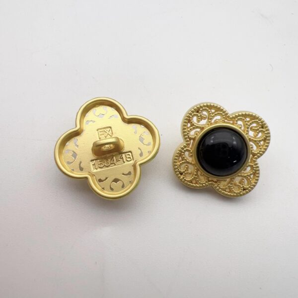 17.5mm Chinese Hollow Flower Gold Alloy Shank Buttons 50 Pac - Image 5