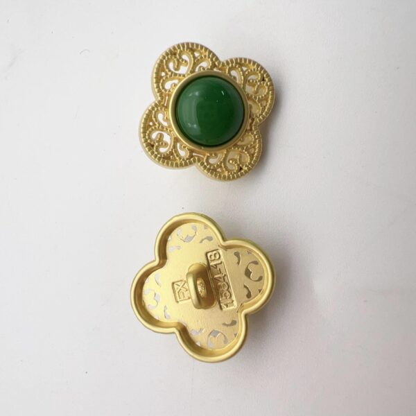17.5mm Chinese Hollow Flower Gold Alloy Shank Buttons 50 Pac - Image 3