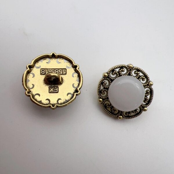 17.5mm Chinese Style Vintage Round Lace Metal Shank Buttons 50 Pack - Image 2