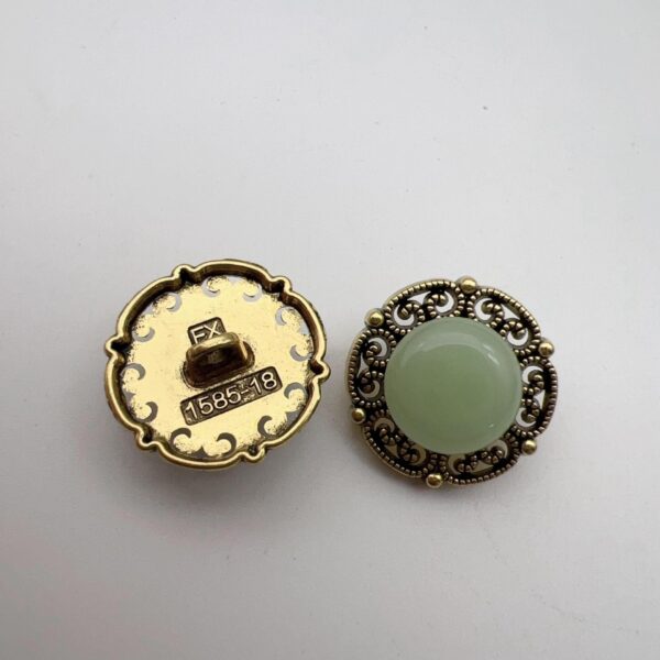 17.5mm Chinese Style Vintage Round Lace Metal Shank Buttons 50 Pack - Image 3