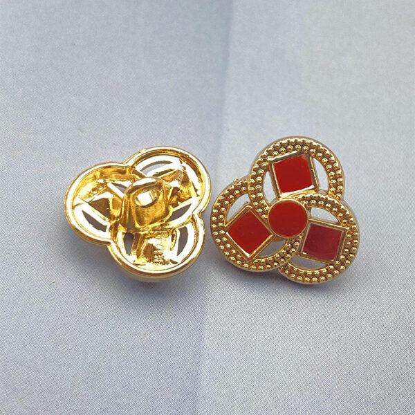 14mm Clover-Shaped Flower Metal Shank Shirt Buttons 20pcs - Image 2