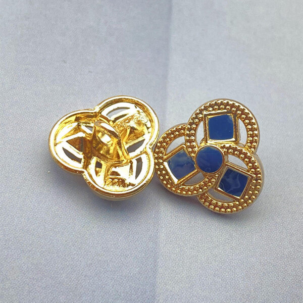 14mm Clover-Shaped Flower Metal Shank Shirt Buttons 20pcs - Image 3