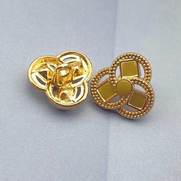 14mm Clover-Shaped Flower Metal Shank Shirt Buttons 20pcs - Image 4