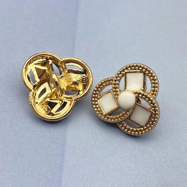 14mm Clover-Shaped Flower Metal Shank Shirt Buttons 20pcs - Image 6
