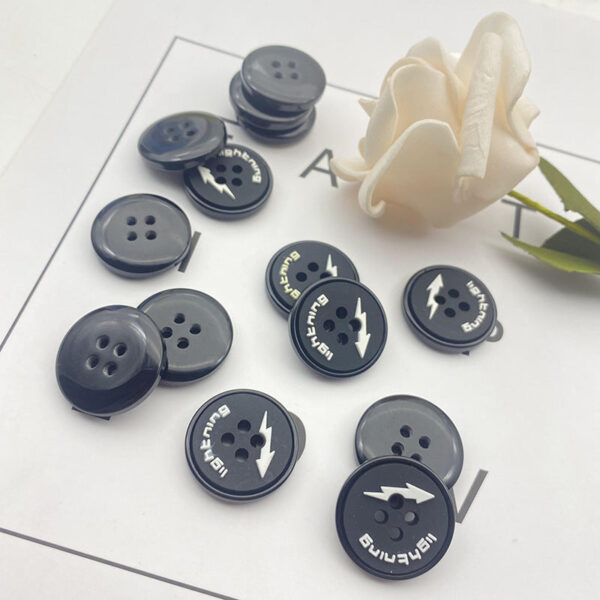 25/28mm Round 4-Hole Lightning Rubber Resin Buttons 48 Pack - Image 2