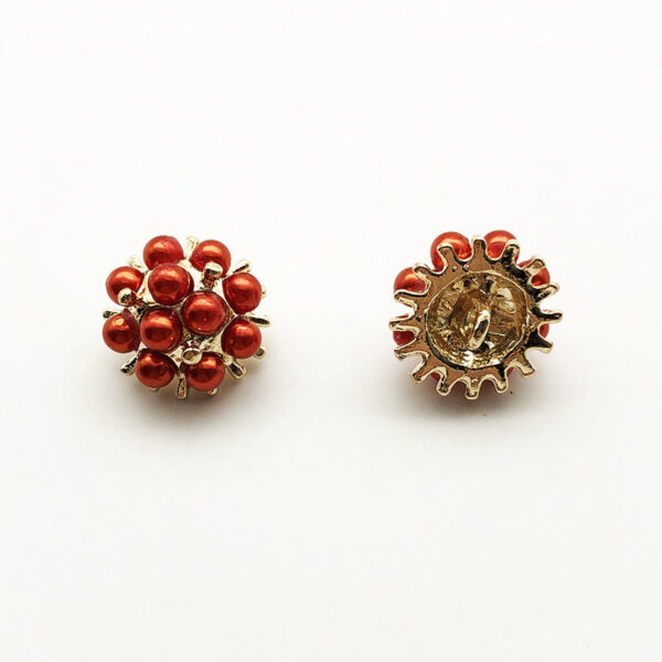 24L Sunflower Metal Shank Buttons White Black Red Pearls 48 Pack - Image 3