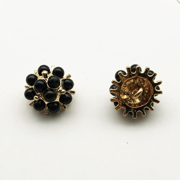24L Sunflower Metal Shank Buttons White Black Red Pearls 48 Pack - Image 4