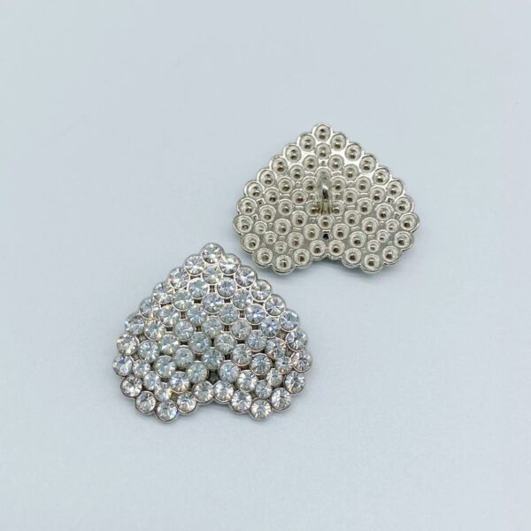 Heart Shaped Rhinestone Pearl Metal Shank Coat Buttons 49 Pack - Image 7