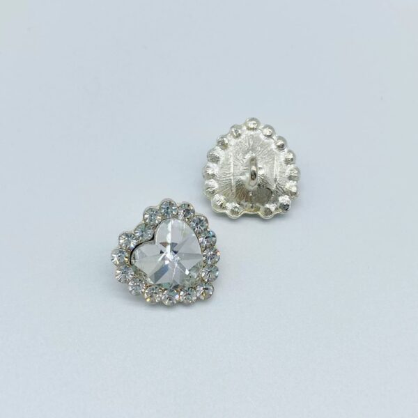 Heart Shaped Rhinestone Pearl Metal Shank Coat Buttons 49 Pack - Image 3