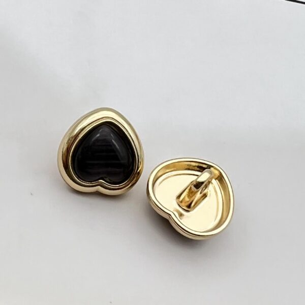 12.5mm Heart Shaped Pearlized Resin Metal Shank Buttons 50PCS - Image 2