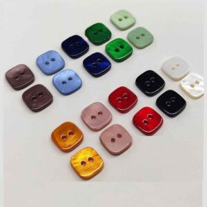 18L Square 2-Hole Shell Buttons for Sewing Crafts 10 Color 100 Pack