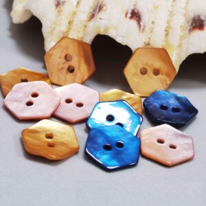 20L Hexagon 2-Hole Mother of Pearl Shell Buttons for Craft 99 Pack