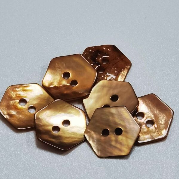 20L Hexagon 2-Hole Mother of Pearl Shell Buttons for Craft 99 Pack