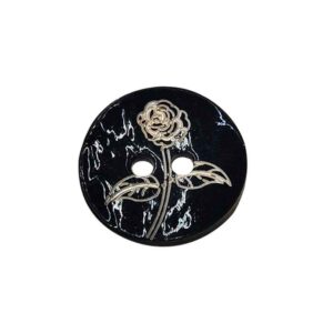 24L (15mm) Black Printed Mother of Pearl Shell Buttons 100pcs