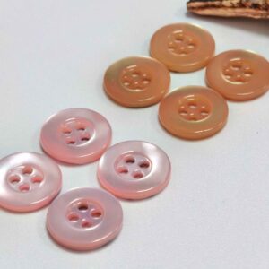18L Orange Pink Wide-Rim 4-Hole Mother of Pearl Shell Buttons 100 Pack