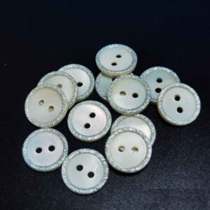 20L (12.5mm) Mother of Pearl Shell Buttons Silver Powder Edge 100pcs