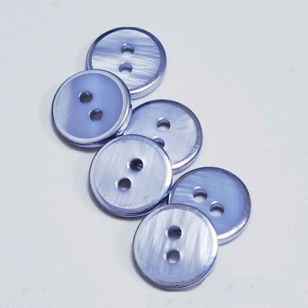 18L (11mm) Round 2-Hole Freshwater Shell Buttons Silver Edge 105 Pack