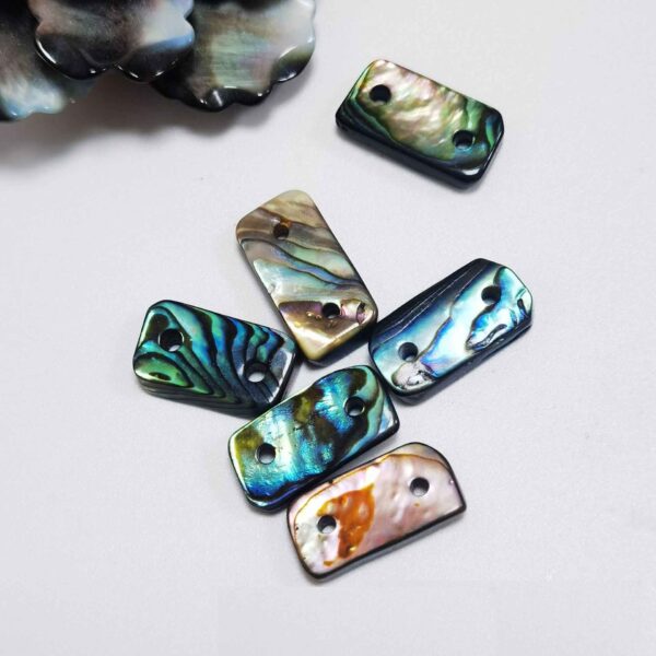 15x8mm Blue Abalone Shell Logo Decorative Button 100pcs